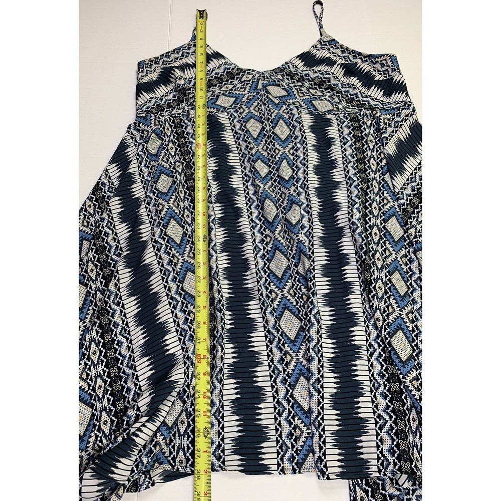 CATO Dress Sz 22/24W asymmetrical hem Spaghetti Straps Gray White Blue - Picture 9 of 9
